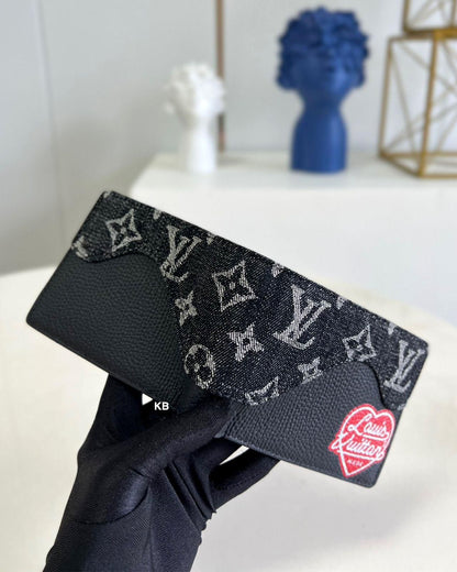 Luxury lv slender black wallet