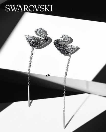 Amazing Swarovski iconic swan drop earrings