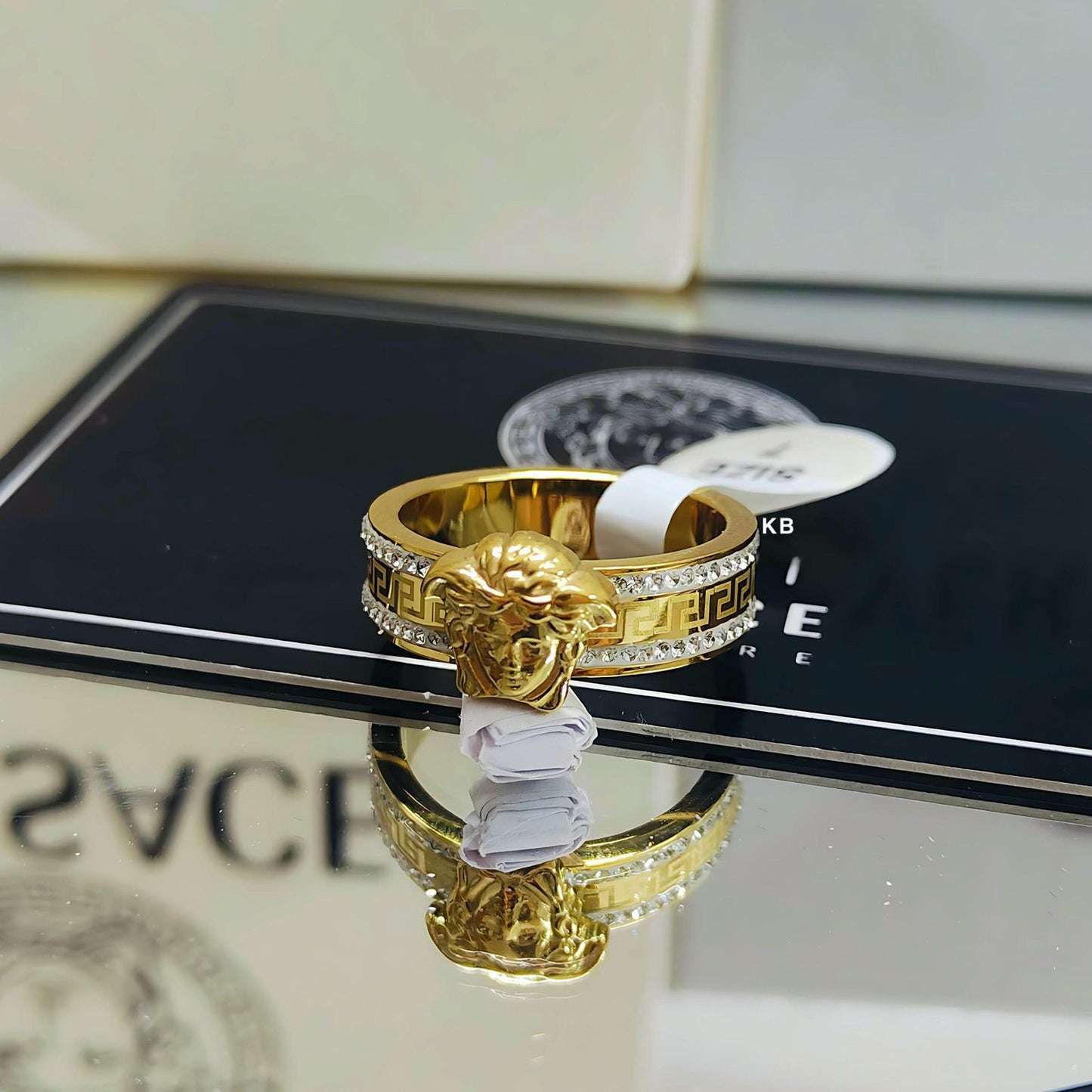 Luxury Men’s Medusa Studded Stone Ring