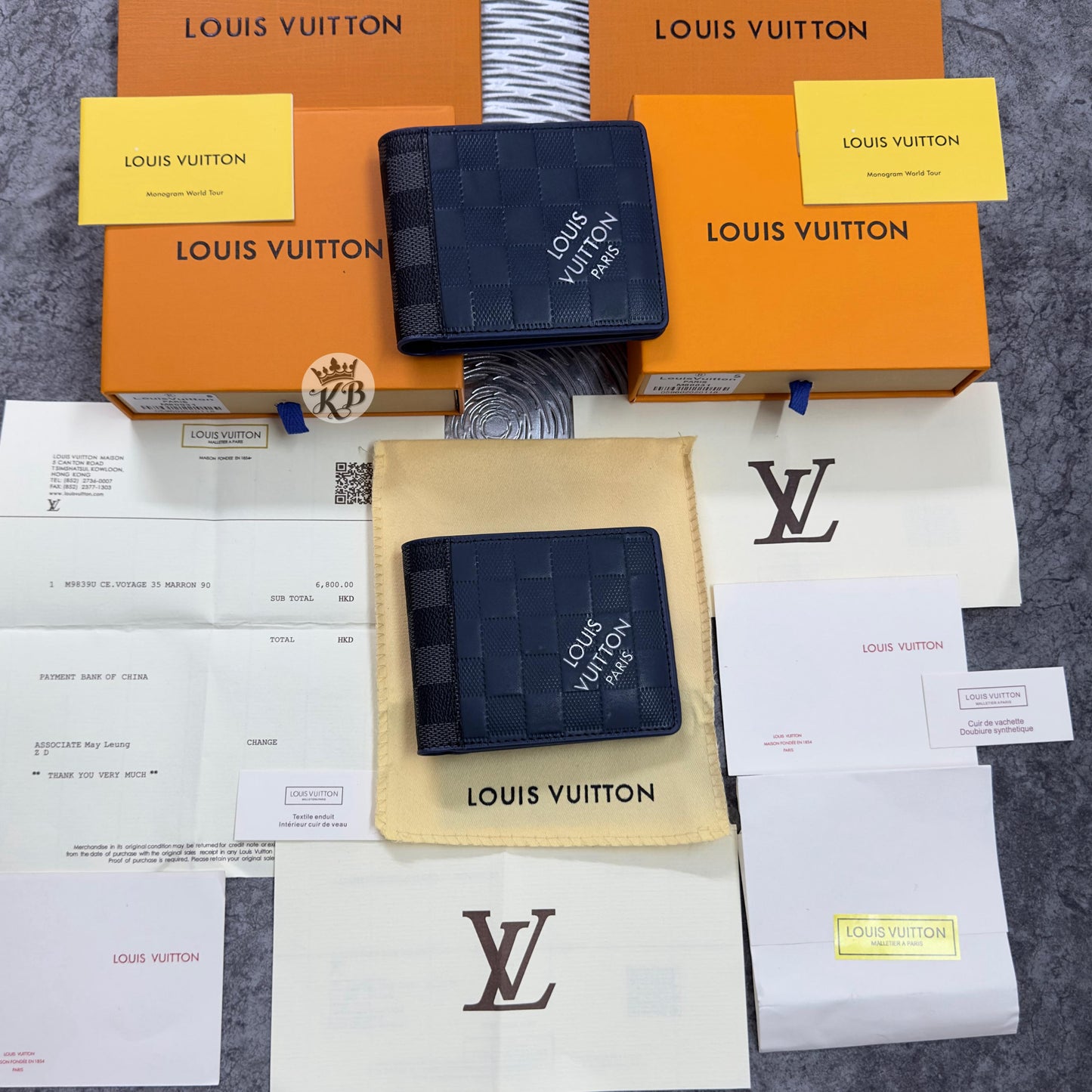 Luxury lv slender Blue wallet
