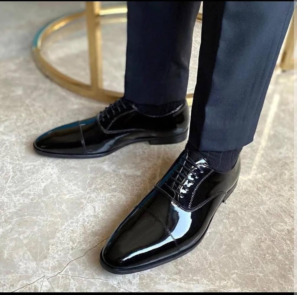 Luxury Patent Derby Shoes for Men